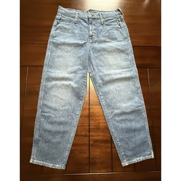J Crew Womens High-Rise Peggy Tapered Jean Size 30 Authentic Blue Wash Barrel - Picture 1 of 11